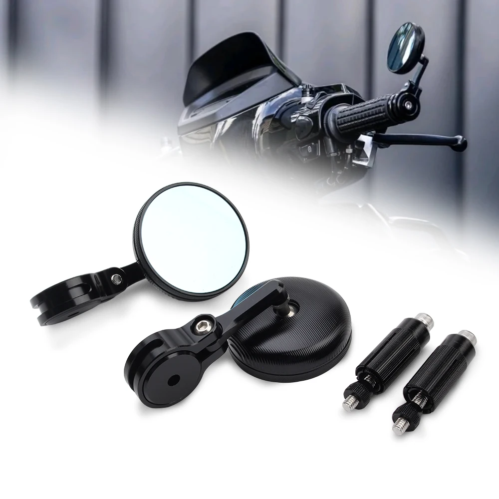 

Universal 22MM Motorcycle Rear View Mirrors Round Handle Bar End Foldable Motorbike Side For YAMAHA XSR900 KAWASAKI Z650RS/Z900