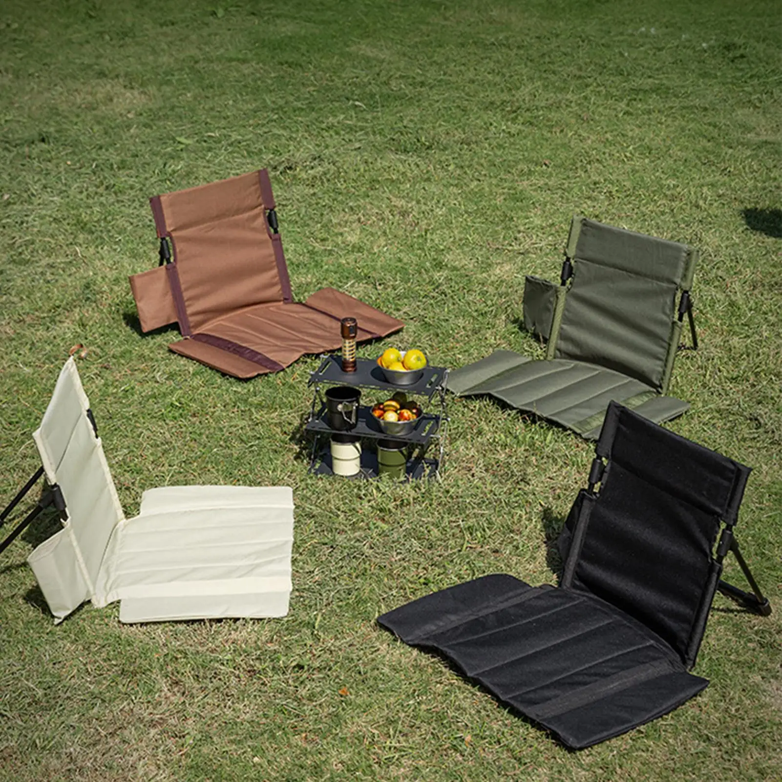 

Portable Folding Camping Chair With Back Support & Seat Cushion, Lightweight Outdoor Indoor Seat For Fishing, Beach, Garden