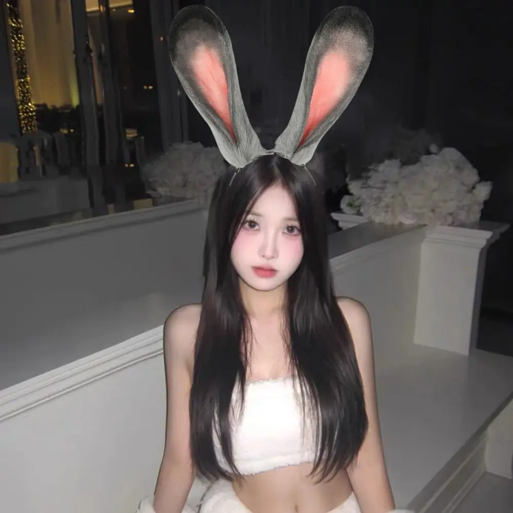 

Милая плюшевая повязка на голову с кроличьими ушками для женщин, повязка для волос в стиле Лолиты на Рождество и Хэллоуин, косплей, милый обруч для волос для девочек, реквизит для косплея