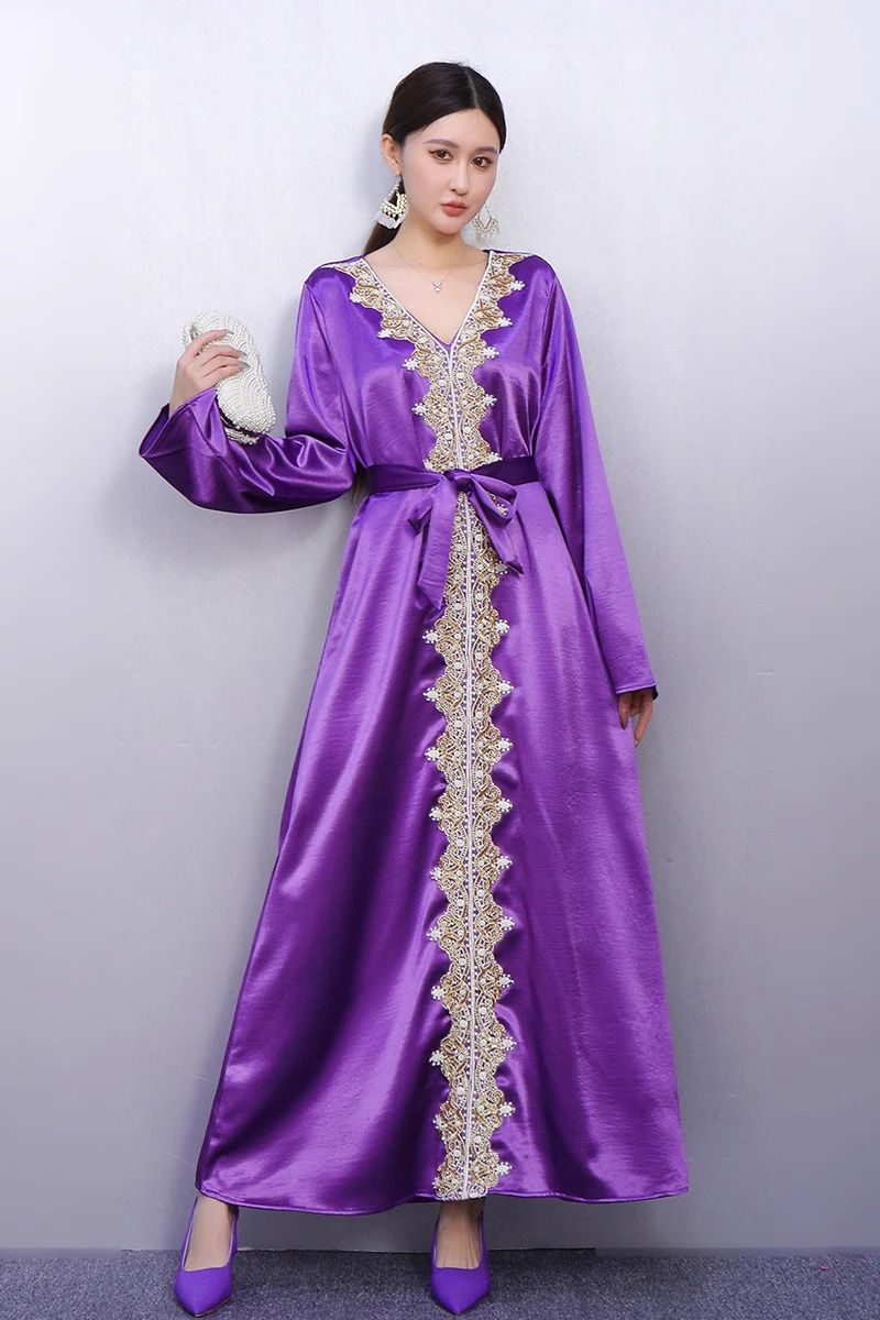 

Осень 2024, новые элегантные модные женские свободные платья с v-образным вырезом и вышивкой, женское платье с длинным рукавом, оптовая продажа J2023