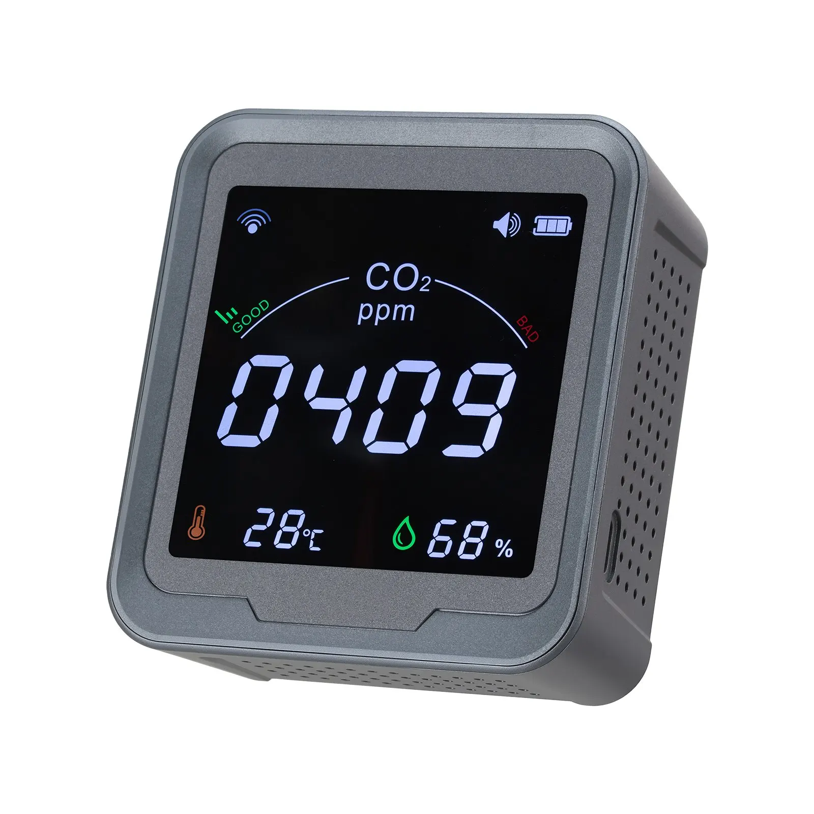 

Carbon Dioxide Monitor, CO2 Controller With Temperature And Humidity Display, 15ft NDIR Sensor Cable Carbon Dioxide Detector,