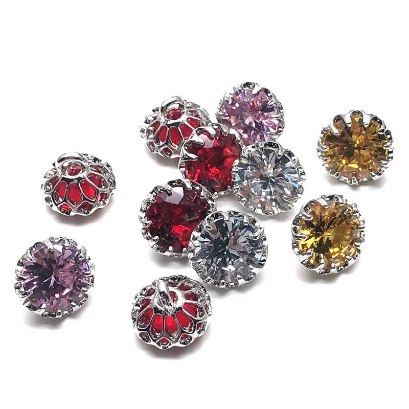 5pcs High-end Alloy Zircon Crystal Buttons for Clothing Sweater Cardigan Hand Stitching Sewing Supplies and Accessories