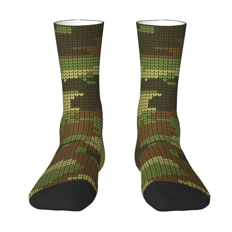 

Green Pattern Mens Crew Socks Unisex Cute 3D Print Camo Dress Socks