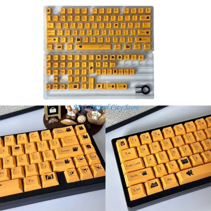 

U75B PBT Механическая клавиша клавишные клавиши 126Keys KeyCaps Котенок Тема Тема тепло