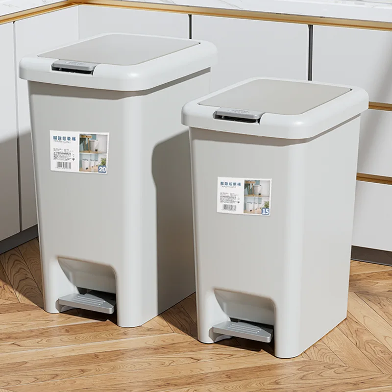 Large Capacity Garbage Bin with Lid Household Bathroom Living Room Kitchen Bedroom Light Luxury Pedal and Press Type Garbage Bin