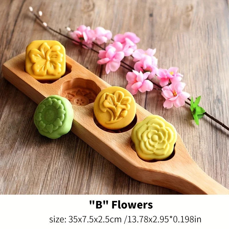 Wooden Cookie Molds for Baking Moon Cake,Molder Cookie,Chinese Mooncake Mold,Flowers Cookie Stamp,For Muffin,Chocolate,Pie