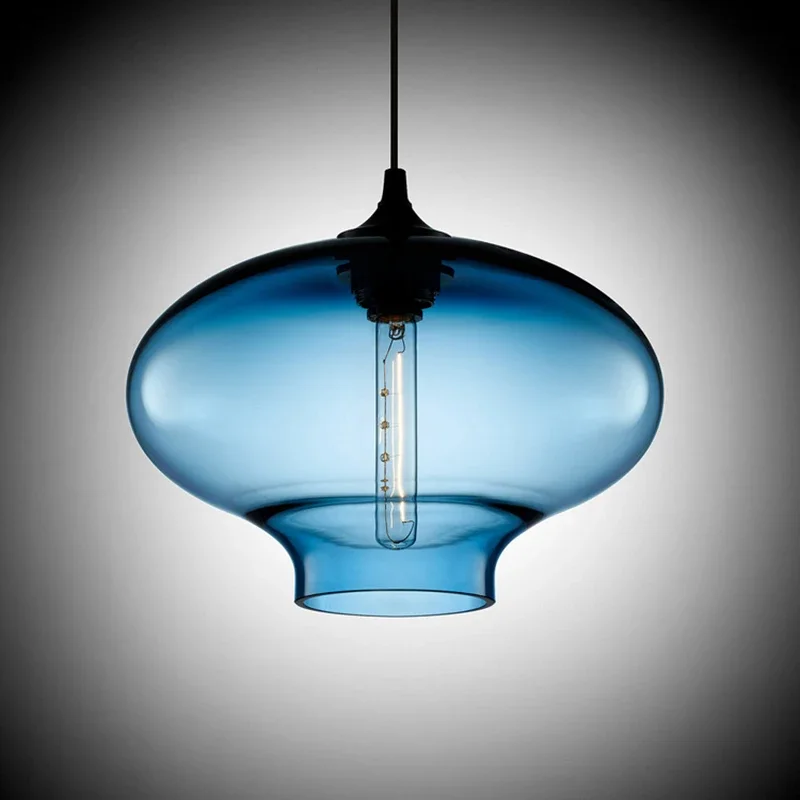

Modern Industrial Colourful glass Pendant Lamps led lights T30 bulb cord pendant for restaurant living room cafe bar