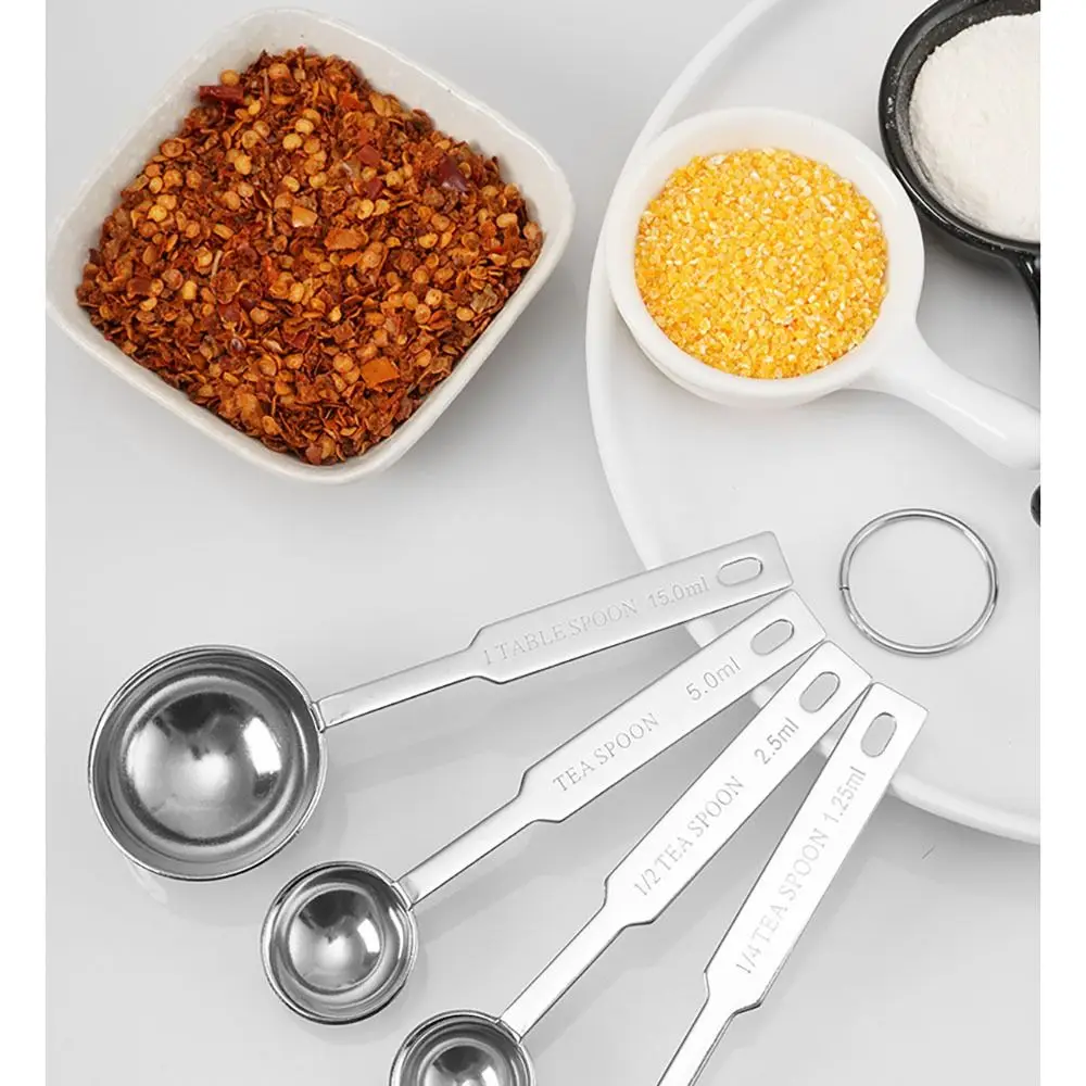 4pcs Stainless Steel Measuring Spoon Comfortable Grip Set Measuring Baking Tools Excellent Material Coffee Scoop Kitchen