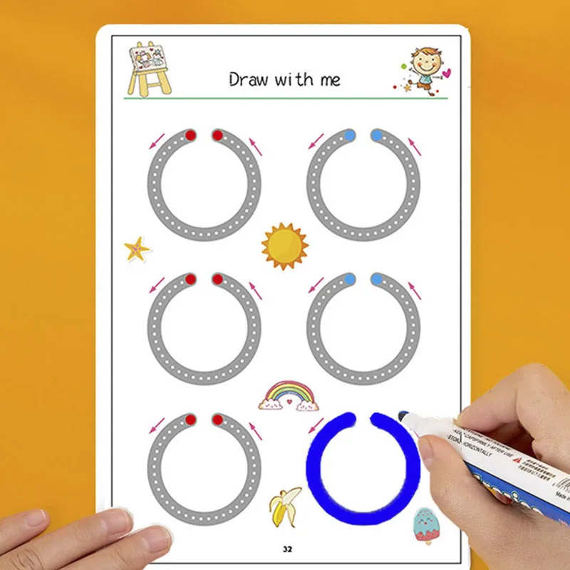 Children Montessori Drawing Toys Pen Control Training Color Shape Math Match Game Set Toddler Learning Educational Toys for Kids