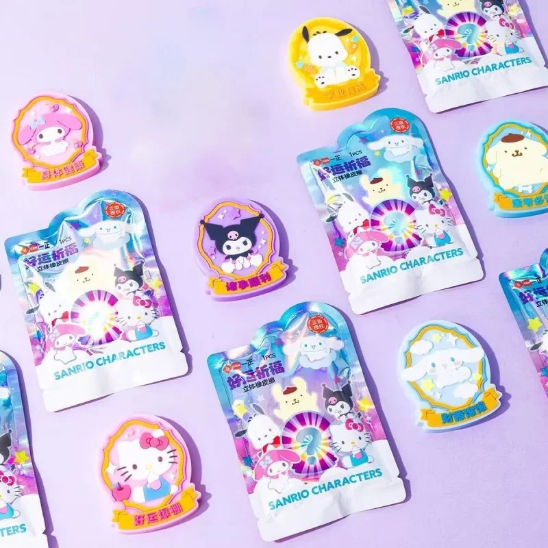 

24pcs/lot Sanrio Kuromi Melody Cinnamoroll Kitty Eraser Cute Writing Drawing Pencil Erasers Stationery Gifts School Supplies