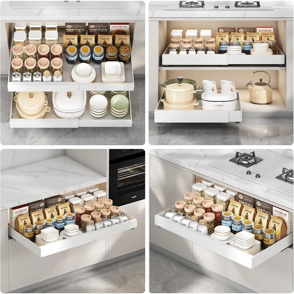 منظم خزانة قابل للسحب بعمق 21 بوصة، أدراج قابلة للتوسيع (12.6 بوصة - 20.5 بوصة) للخزائن الثابتة مع طبقة نانو لاصقة، ro