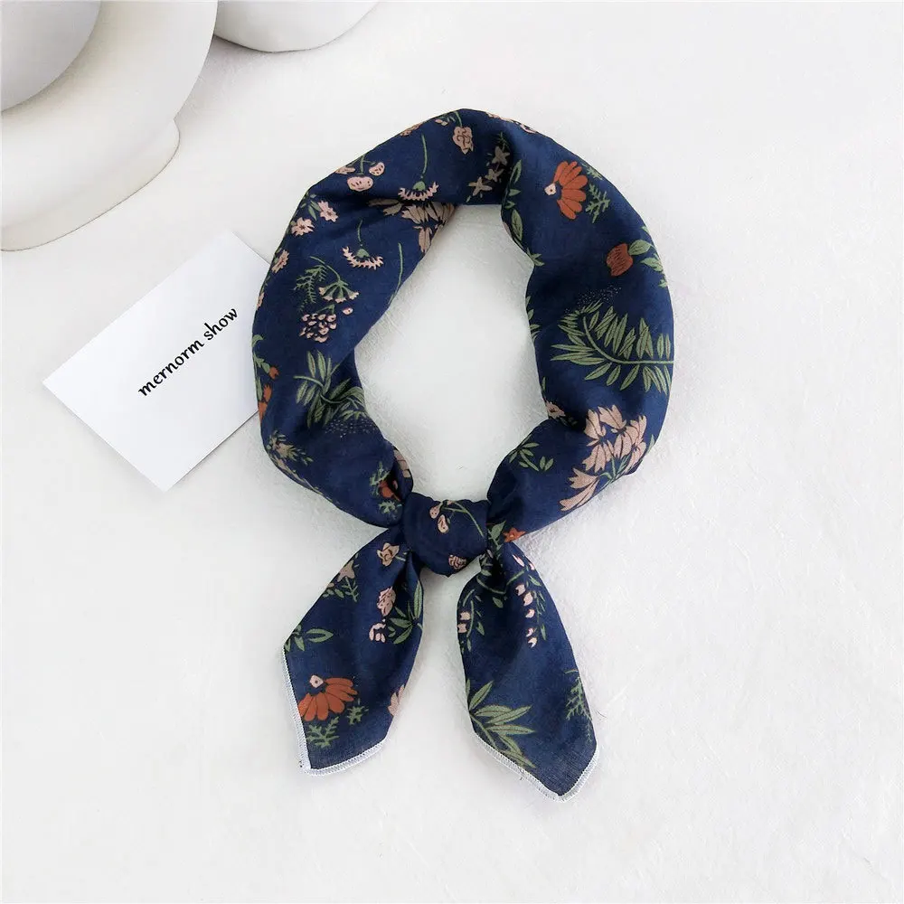 Women Cotton Linen Small Square Scarf Silk Scarf Female Spring Autumn Summer Fashion Korean Version Headband Headwer Accessories