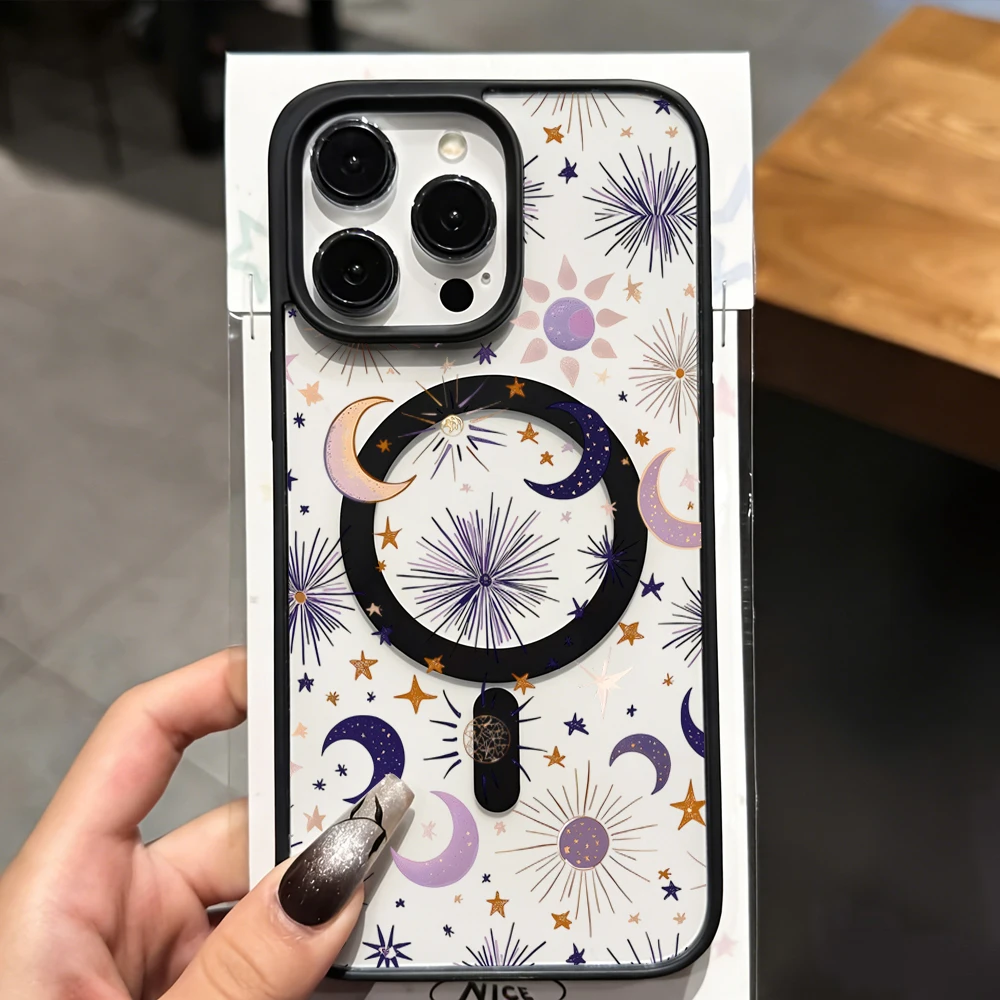 Stars Moon Y2K Transparente Hülle für Magsafe iPhone 16 15 Pro Max 17 15 14 11 13 12 ProMax Plus Hüllen Kabelloses Laden TPU Drop Fundas – Detail 8