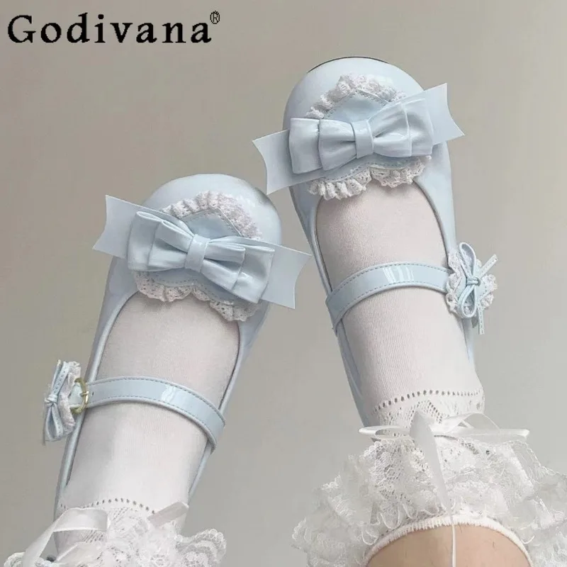 

Versatile Mary Jane JK Leather Shoes for Women New Cute Round Toe Lolita Japanese Shoes Girls Summer Sweet Bow Design Shoes