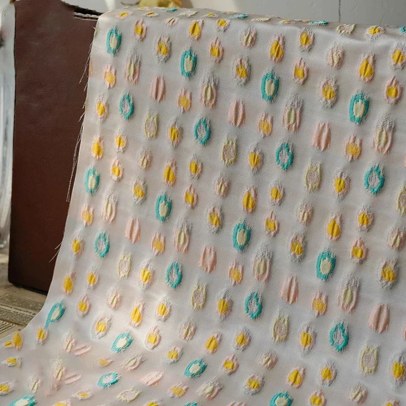 

Ткань жаккардовая с точечным тиснением и окрашенной пряжей для женских платьев, сумок, шитья своими руками, весна-осень, A144