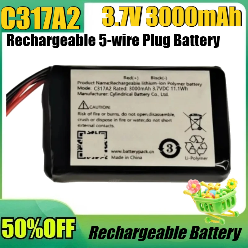 

New C317A2 3000mAh 3.7V C317A2 Rechargeable Lithium Battery Pack Rechargeable 5-wire Plug Battery