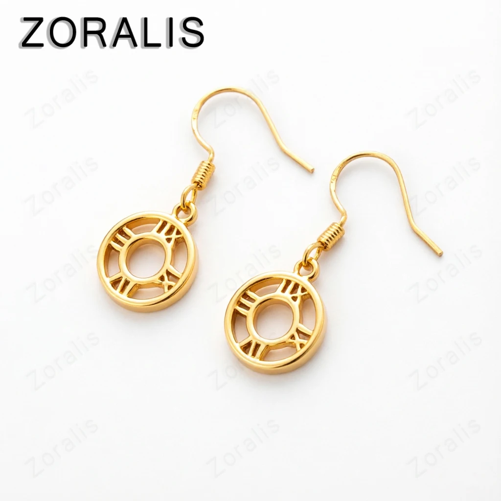 18K Gold Circular Digital Drop Earrings For Women Party Engagement Wedding Charm Jewelry Lady Birthday Gifts