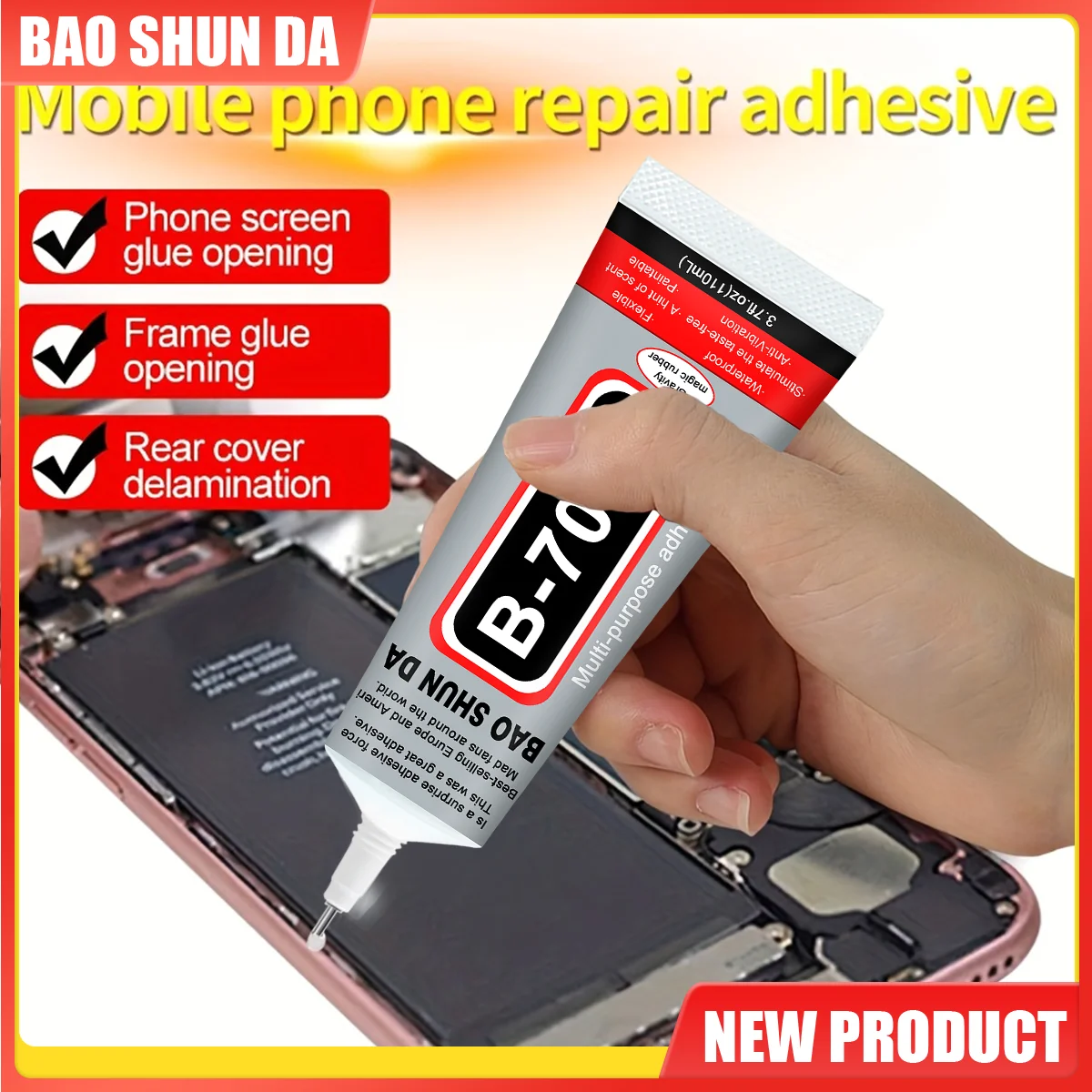 B7000 Glue 50g×10 Pack - Transparent Multipurpose Adhesive for Mobile Phone Jewelry DIY Metal Glass Plastic - Slow Drying High Elasticity Waterproof