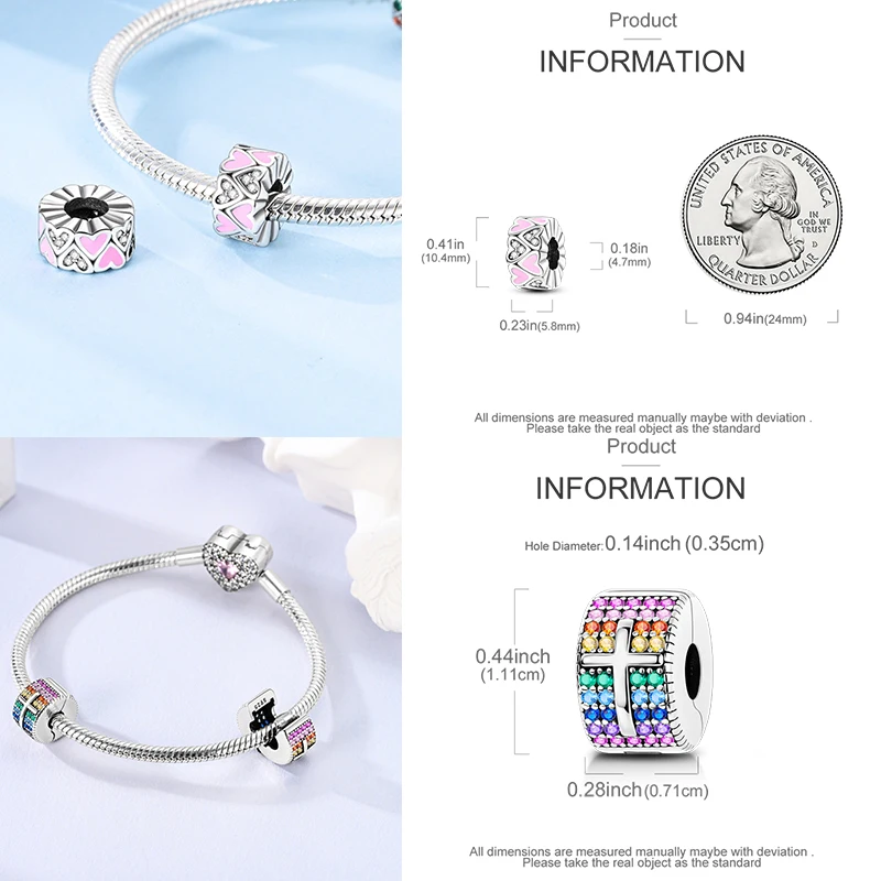 925 Sterling Silber Spacer Charm Perlen Schmetterling Blumen Stern Mond Bunt Lila DIY Armband Halskette Schmuck Geschenk für Frauen – Detail 21