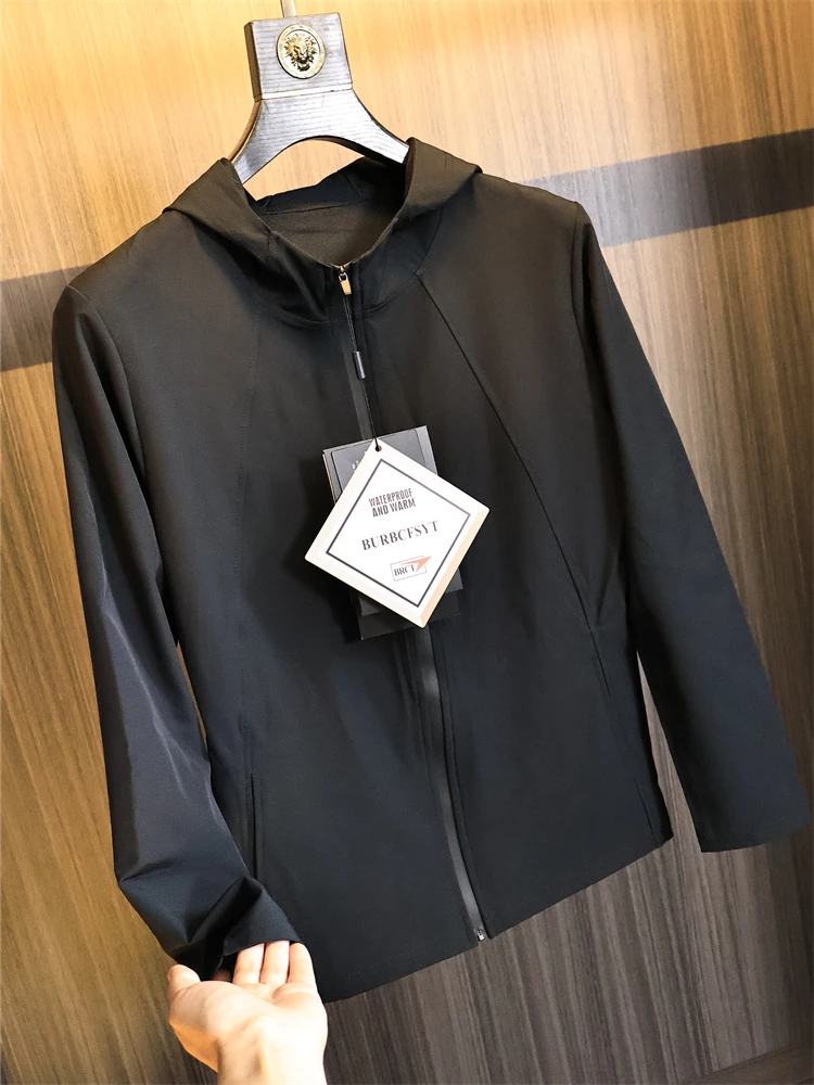 

Lightweight Quick-Dry Men's Jacket Summer Thin Hooded Fashion Urban Style Casual Long Sleeve Pure Color Tailoring Coat