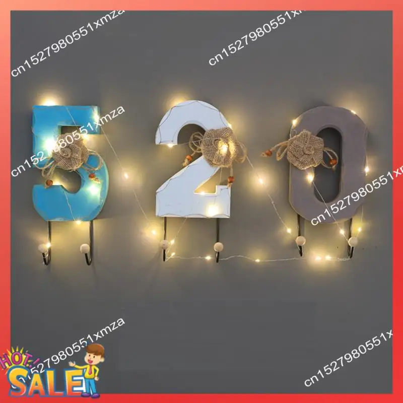 

ABCL 520 Style Wall Hooks Key Holders Set With String Lights DIY Wall Hanging Hooks Coffee Shop 3D Door Art Crafts Hooks Easy In