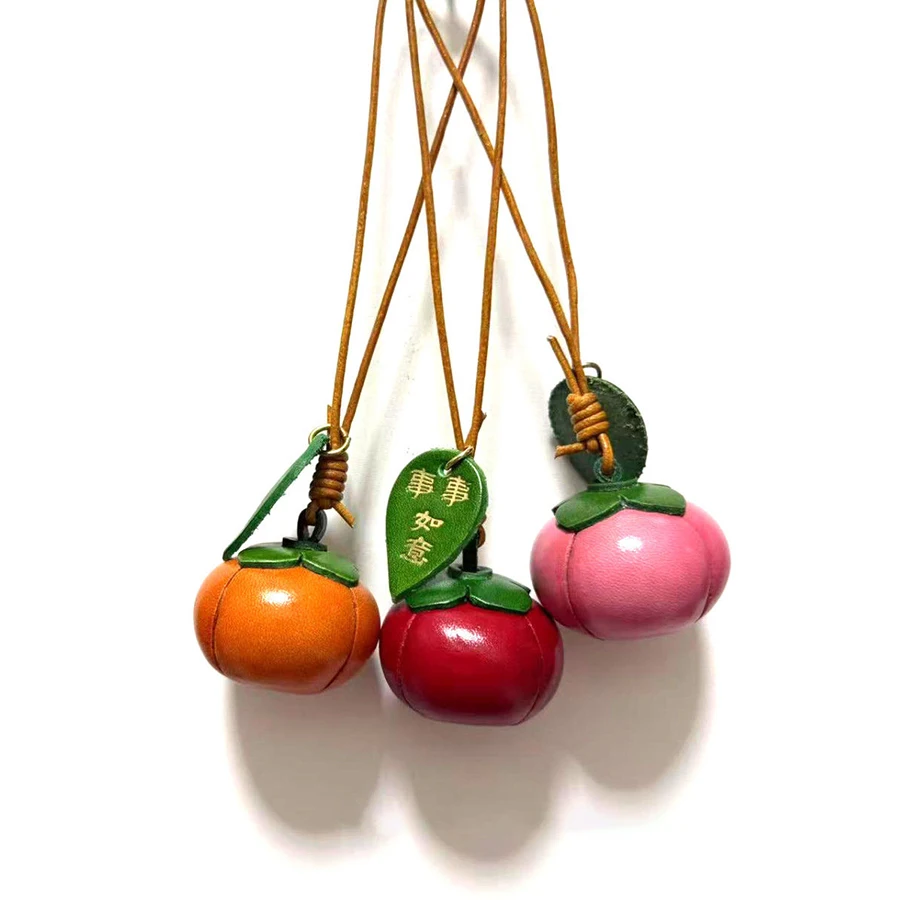 Persimmon Charm Cow Leather Fashion High-end Tomato Keychain Decoration Pendant Good Things Come To Pair Lxury Bag Accessories