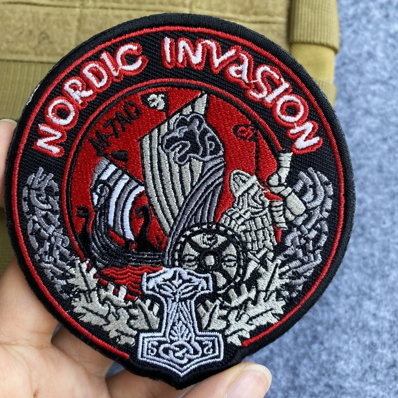 Nordic Invasion Morale Badge Embroidery on Clothes Patches See You in Valhalla Backpack Tactical Stickers Accessories Emblems