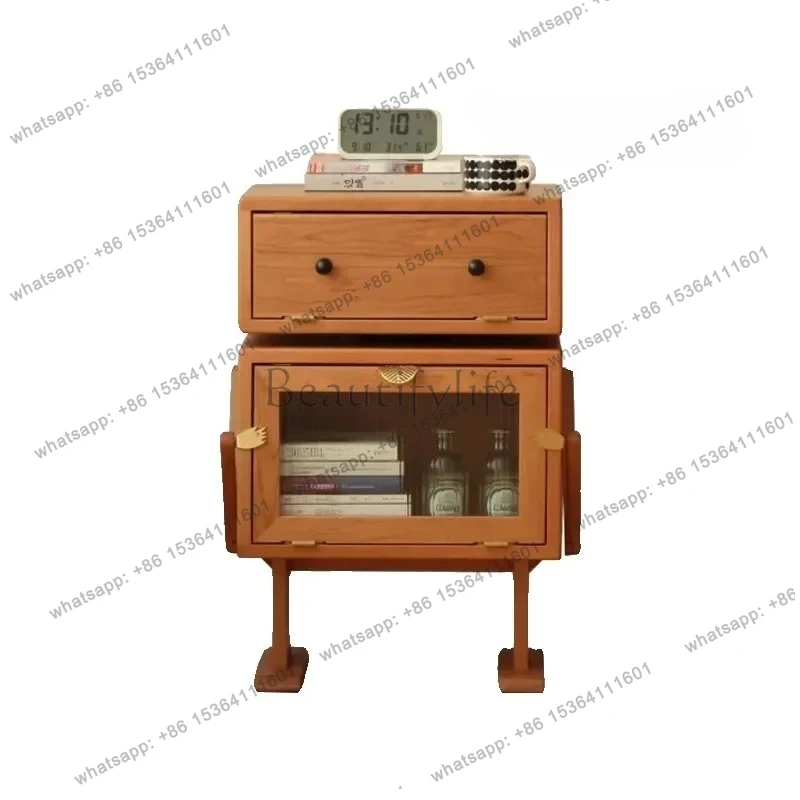 

Home bedside table Simple modern bedroom Solid wood bedside cabinet Living room Creative snacks Toy locker