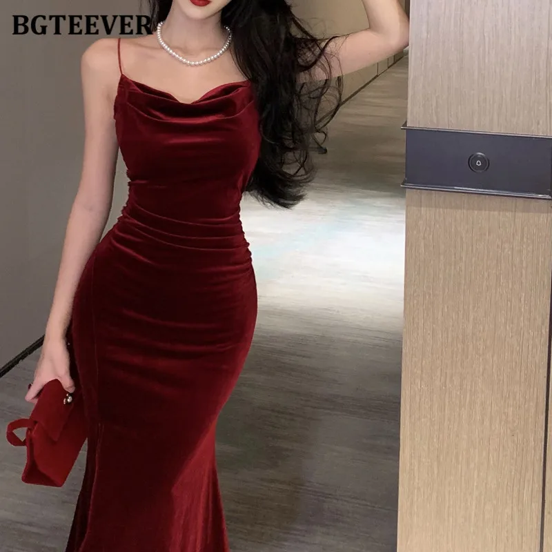 Bgteever vintage cintura fina pacote feminino hip vestido de veludo primavera verão lado split elegante senhoras sem mangas bodycon vestido
