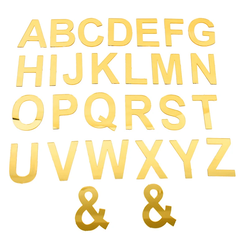 

1Set English Letter Alphabet Gold Mirror Acrylic Cake Topper for Wedding Baby Shower Birthday Party Dessert Cake DIY Decoration