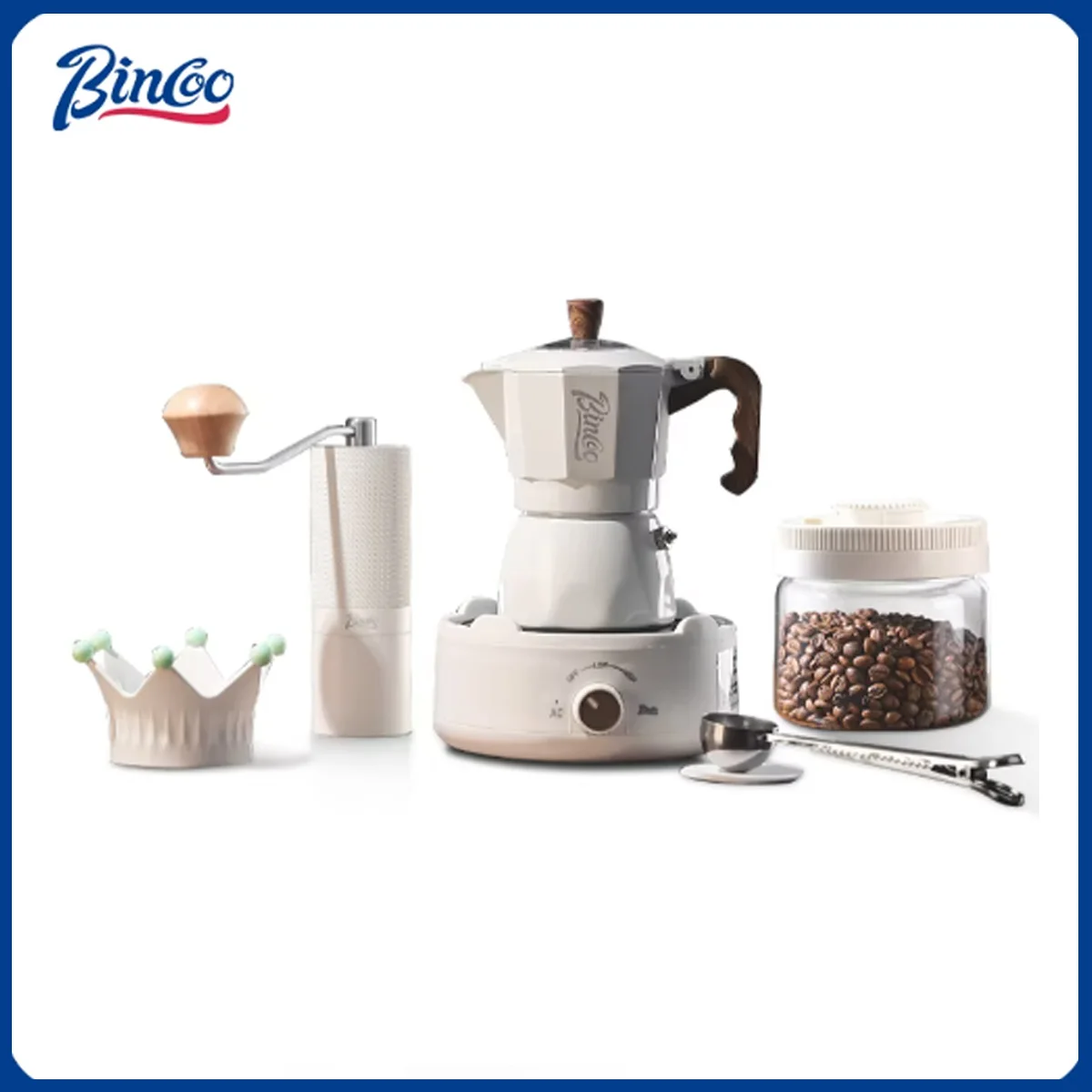 

Bincoo Dual Valve Moka Pot Espresso Machine Extraction Coffee Mocha Pot，Electric Heating Furnace Italian Home Barista Tool 220V