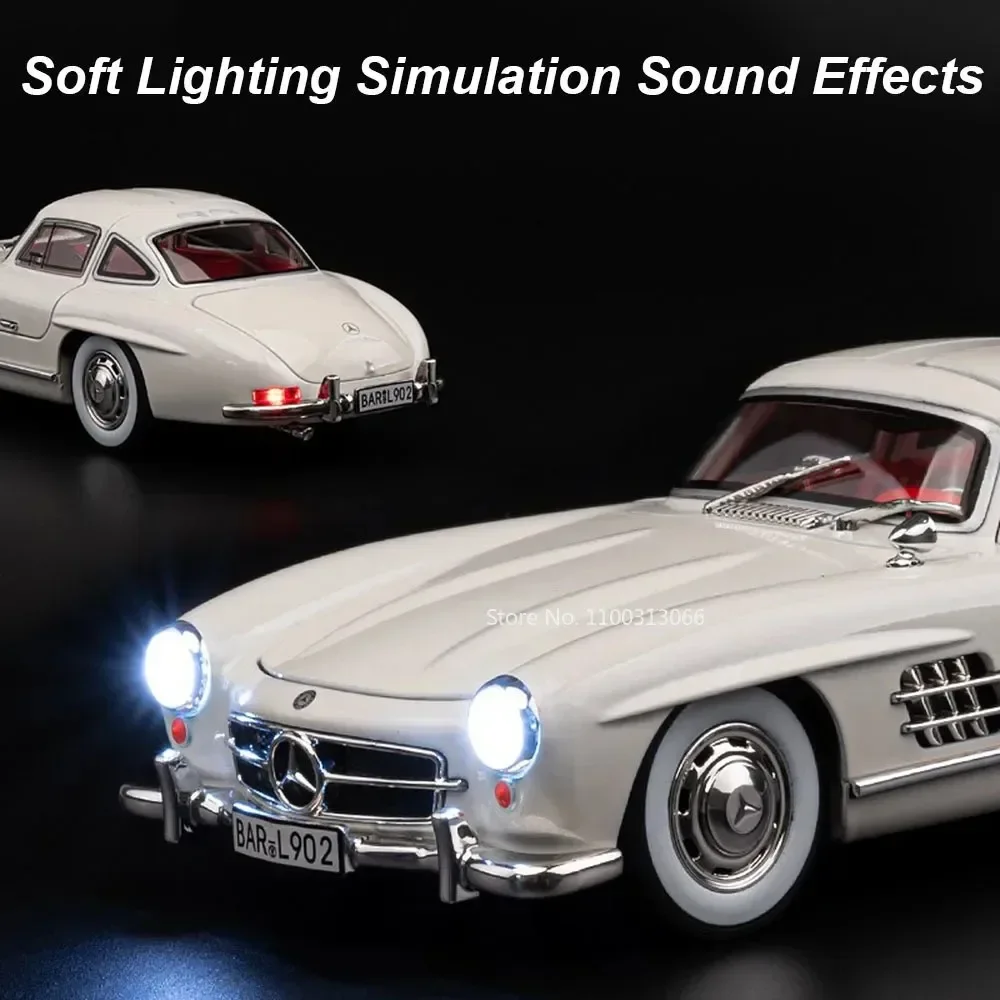 1:24 500K 300SL Oldtimer Modell Spielzeug Simulation Sound Licht Zurückziehen Legierung Diecast Fahrzeug Modelle Jungen Geburtstag Sammlungen