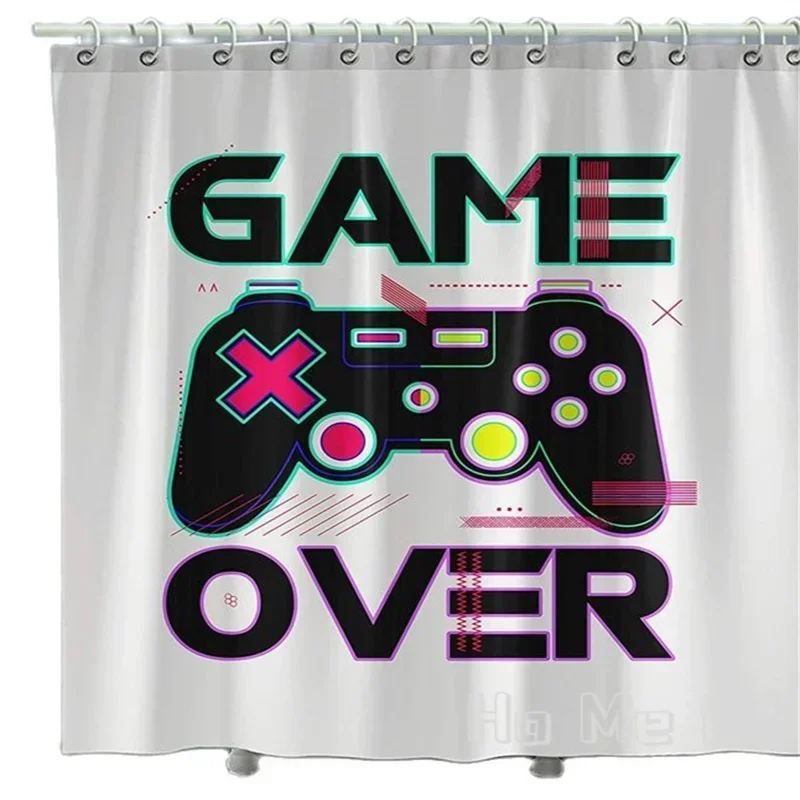 Gamer Series Shower Curtain Kids Video Sugar Skull Marble Gamepad Fabric For Teen Men Boys Bathroom Sets Room Decor With Hooks