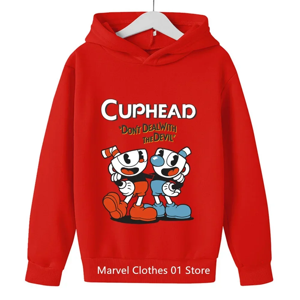 2024 Game Cuphead Hoodie Kids Clothes Girls Childrens Clothing 3-14 Year Children Clothing Boys Sweatshirts Spring Autumn Tops