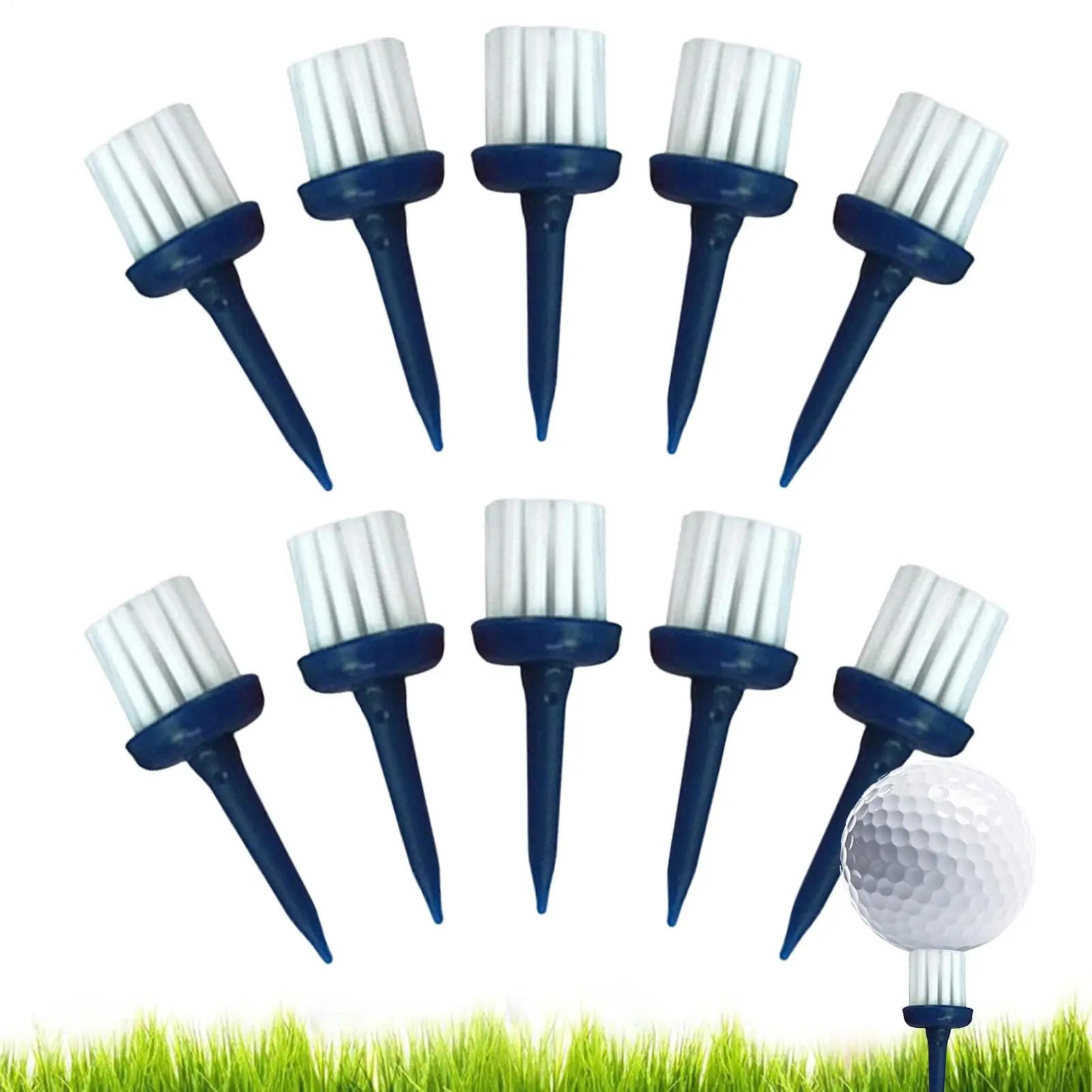 Golf Tees Brush Type Multi-Functional Consistent Height Training Tools 10-Piece Golf Ball Base Brush Top For Women Men Golfers