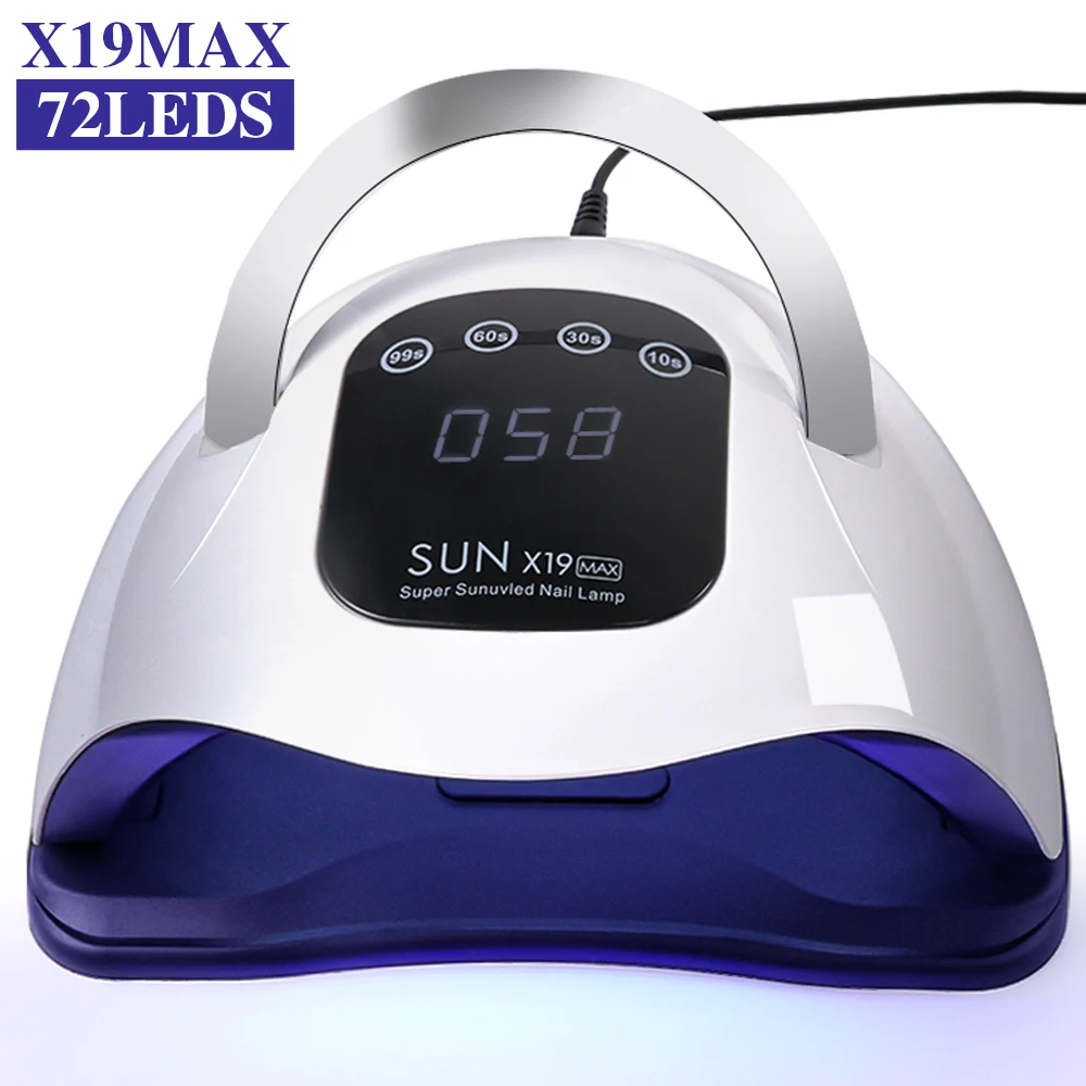 Sun x19max uv secador de unhas 72led profissional lâmpada do prego de alta potência com sensor cura rápida gel unha polonês secagem lâmpada ferramentas do prego