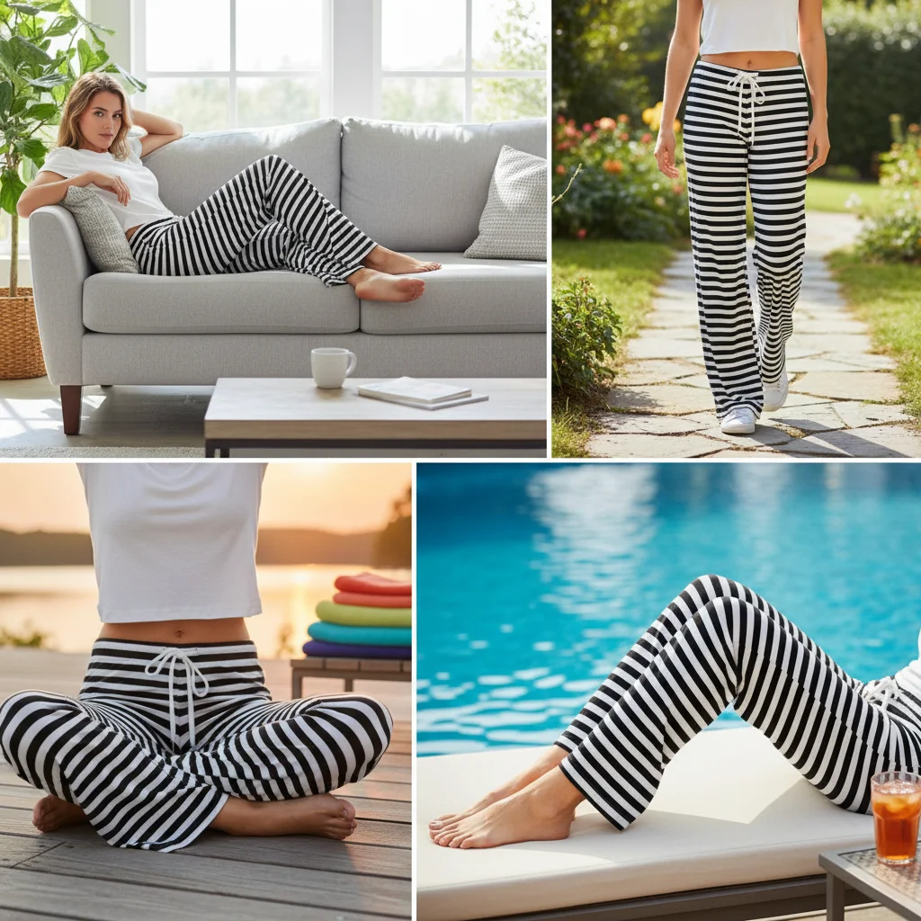 Stampa Sleep Bottom Donna Pantaloni lunghi in cotone Pigiama per la casa Pantaloni estivi antiscivolo morbidi Coulisse di grandi dimensioni Striscia