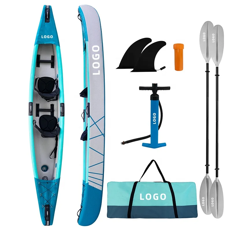 Drop Stitch Kayak Inflatable Canoe 2 Person 3 Person Tandem Sit on Sport Fishing Inflatable Kayak for Sale