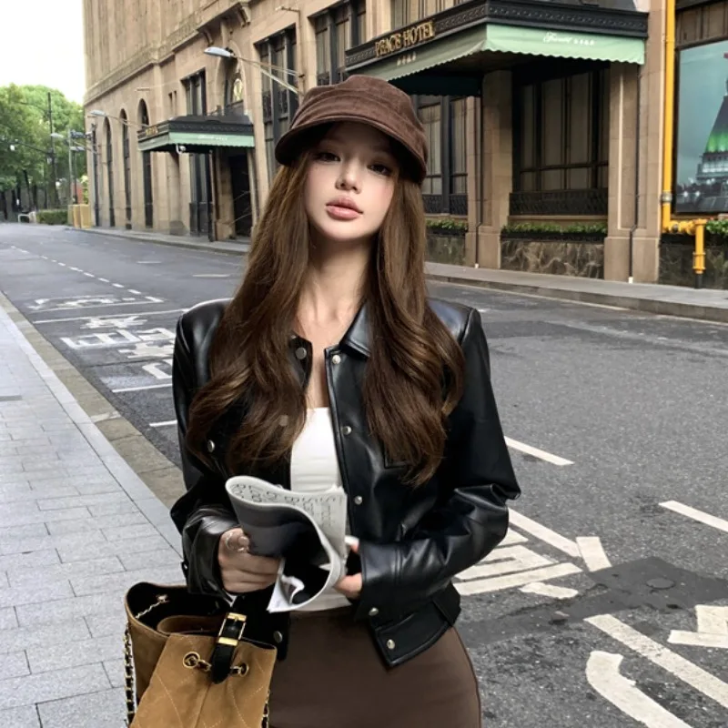 Bla Motorrad Sle ort Leder Jaet Damen-Oberbekleidung 2025, Herbst-Winter, Neuankömmling, vielseitiger Damenmantel