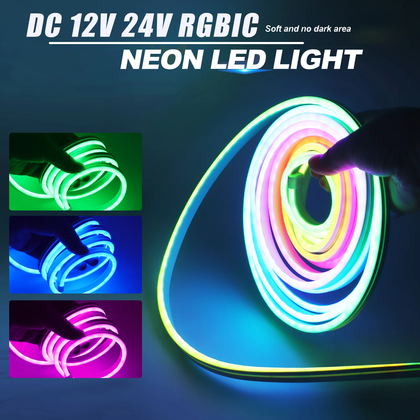DC 12V 24V WS2811 RGBIC Dream Color Neon Strip Light Waterproof  1M 3M 5M 10M Home Decor Flexible Ribbon Tape Rope LED Strip