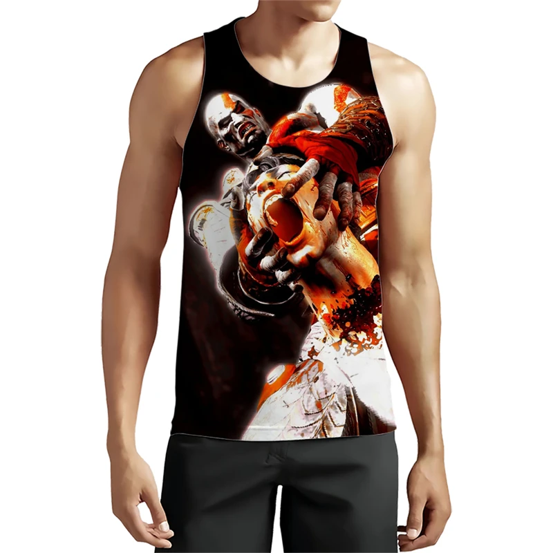 Game God of War 3D Printed Kratos Tank Top Trend Personality Tank Top Fresh Casual Comfortable Top Unisex Tank Tops