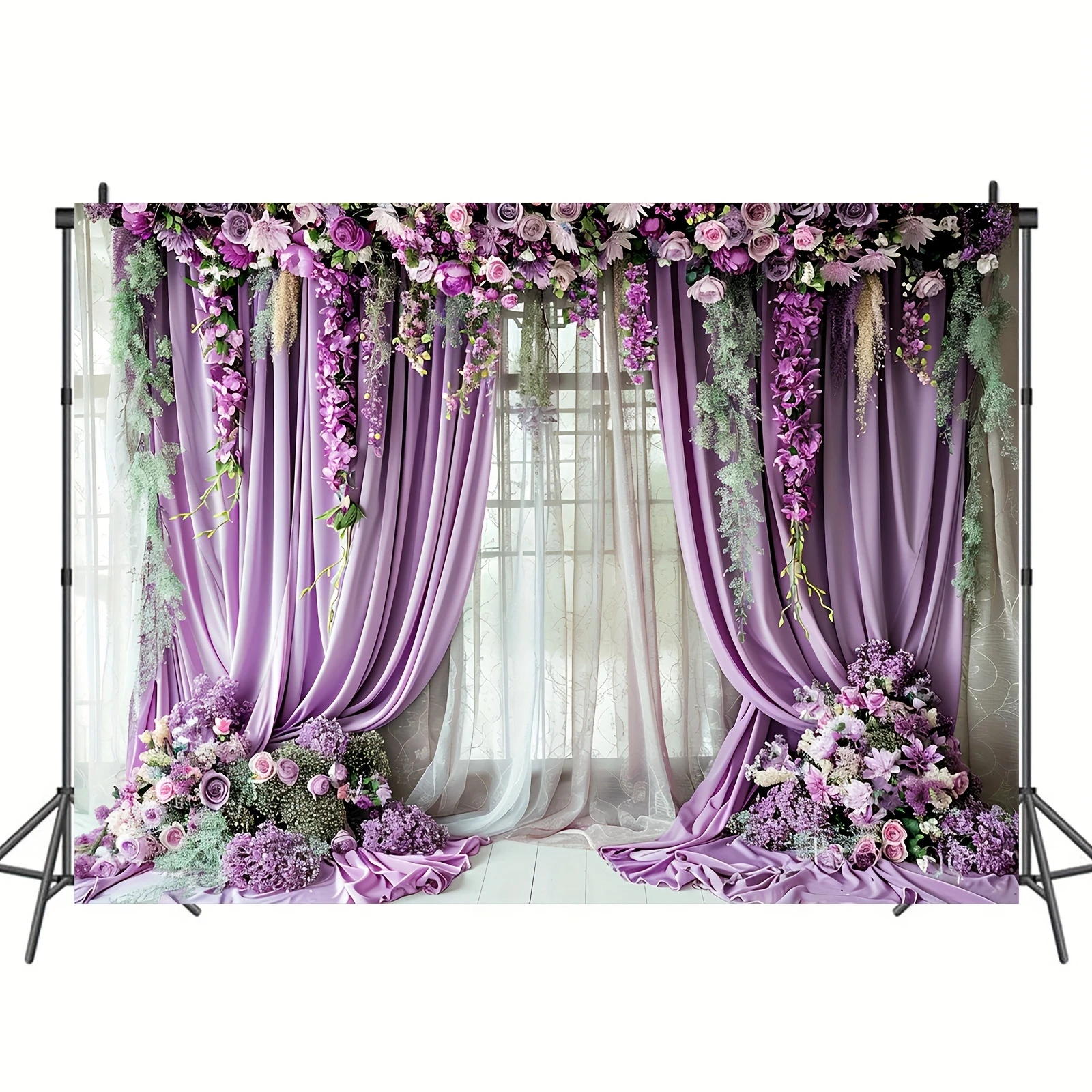 1 piece of polyester purple curtain background - multifunctional photography for weddings, parties, and global holidays