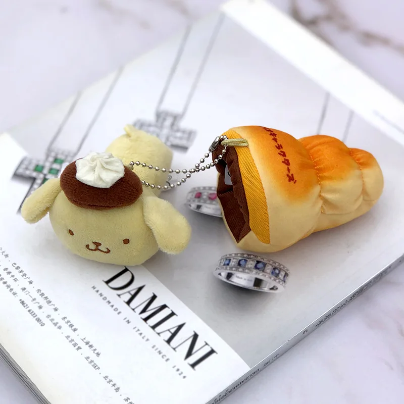 Sanrio Bread Series Plush Doll Keychain Hello Kitty Kuromi Cinnamoroll My Melody Pom Pom Purin Kawaii Stuffed Toy Pendant Gift