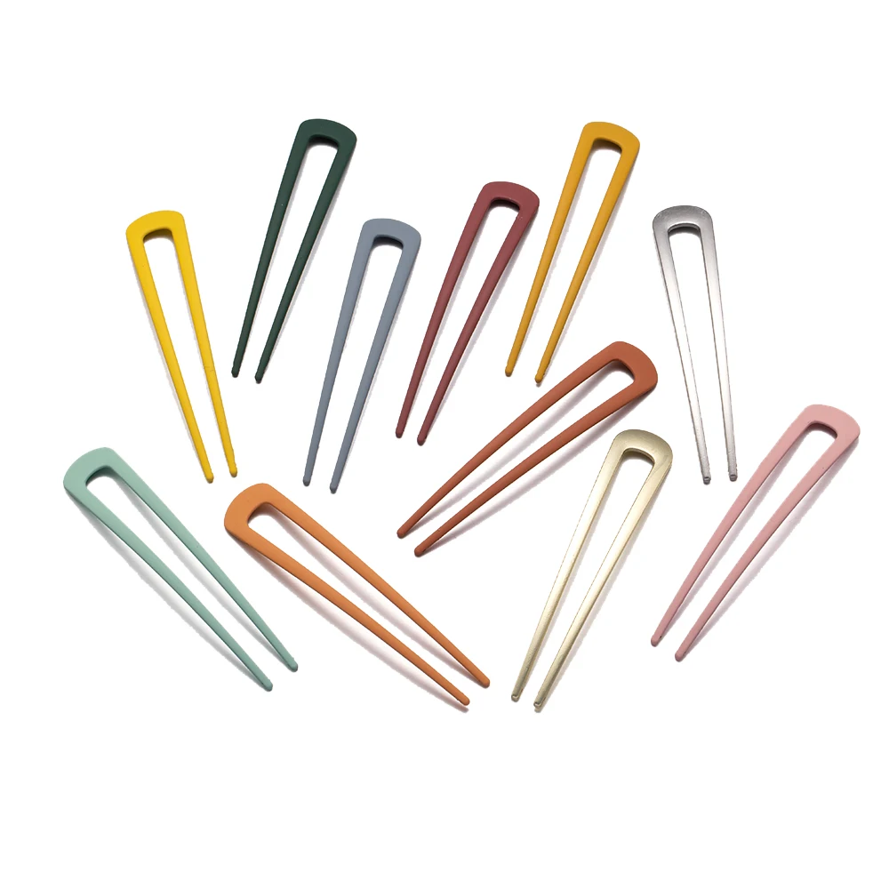 1 Stuks 10Cm Eenvoudige Metalen U-Vormige Haarstok Vorkspelden Franse Haarspeld Meisjes Modieuze Kapsel Accessoires Voor Vrouwen