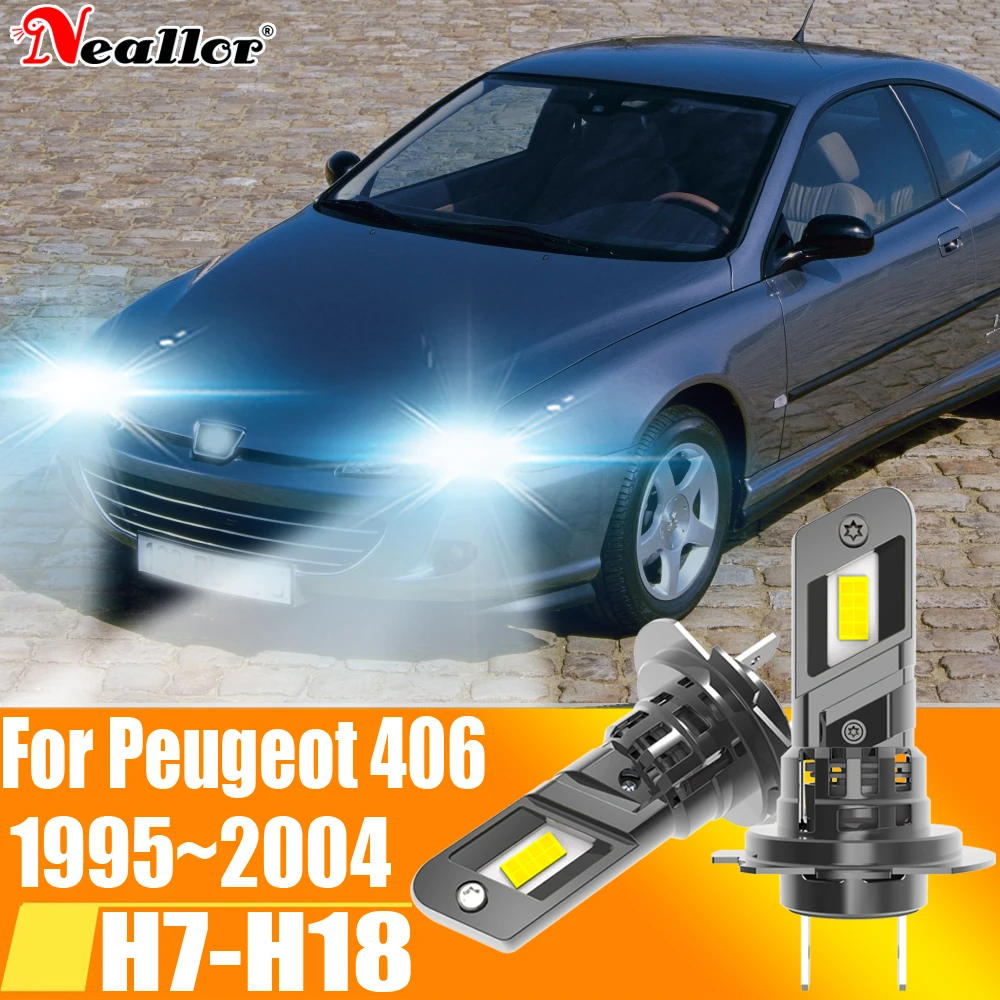

2x High Power H7 Led Headlight Canbus No Error H18 Car Bulb 6000K White Light Moto Diode Lamp 12v 55w For Peugeot 406 1995~2004