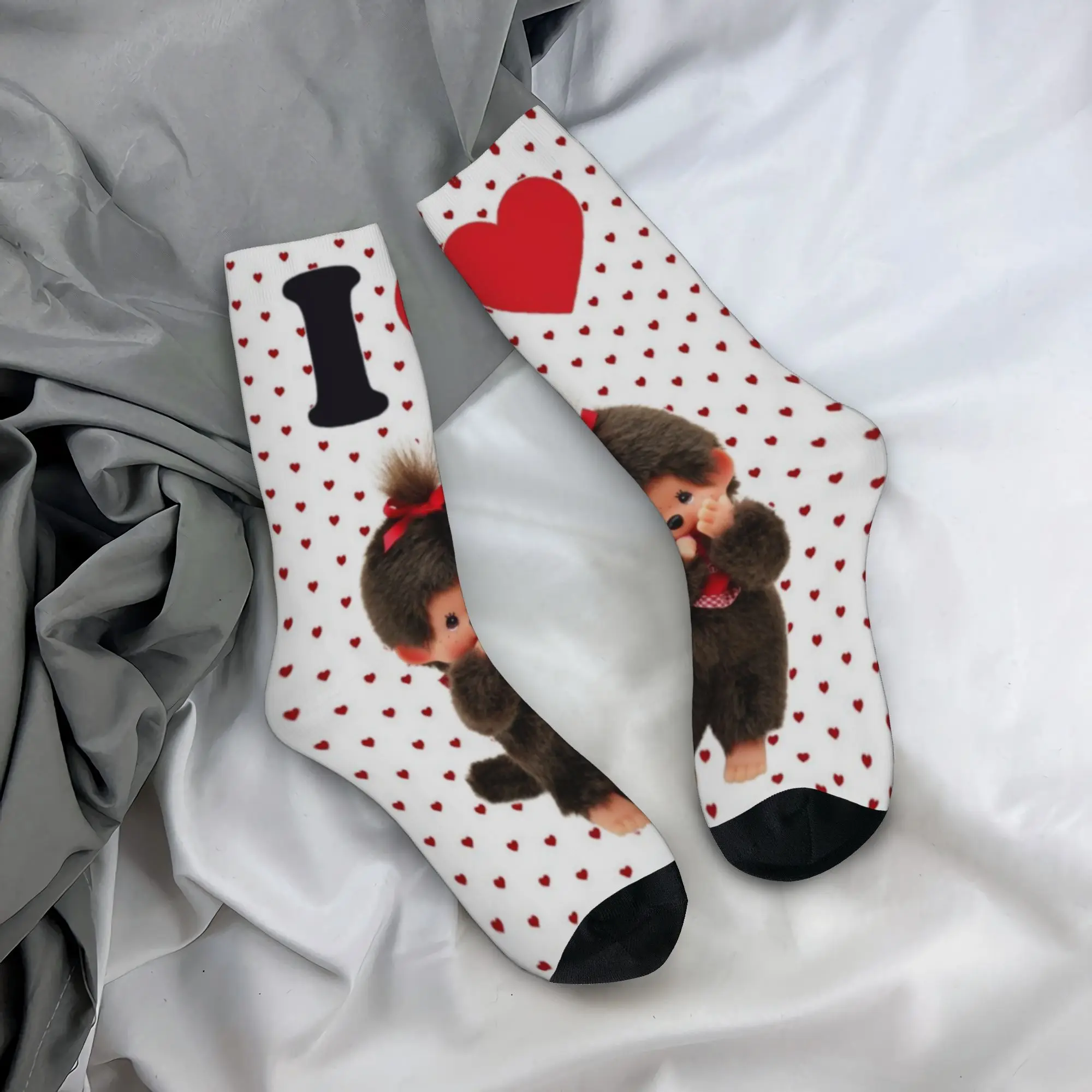 Men Women Monchhichies  Socks Warm Casual  Socks Crazy Merch Middle Tube Socks Birthday Present