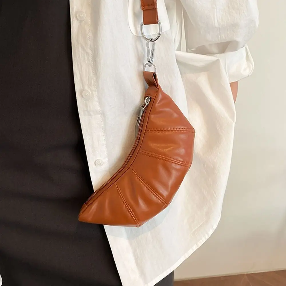 

Модная сумка-круассан из искусственной кожи, мини-серебряный кошелек на ремешке, кошелек в корейском стиле, подвесной кошелек для монет на шею, для покупок