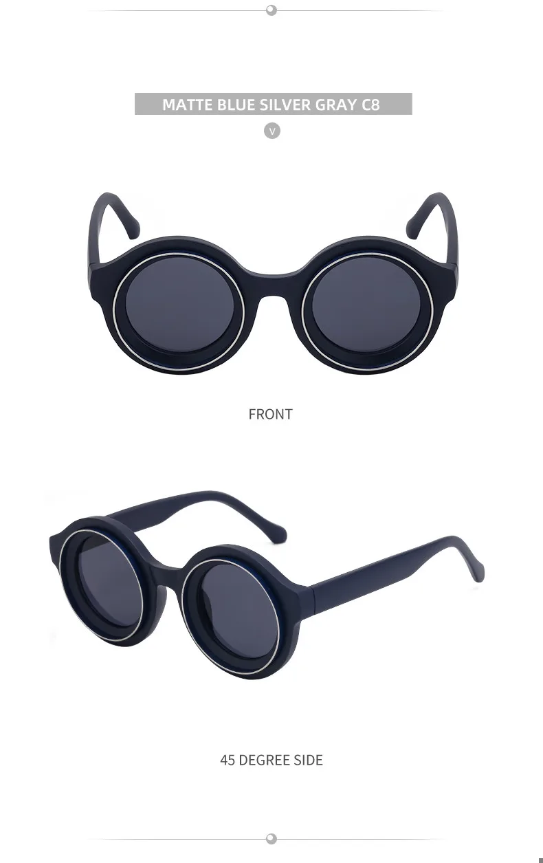Punk runde Sonnenbrille Männer Luxusmarke Design Steampunk Sonnenbrille für männliche Sommer neue Mode kleine Rahmen Sonnenbrillen Brillen – Detail 19