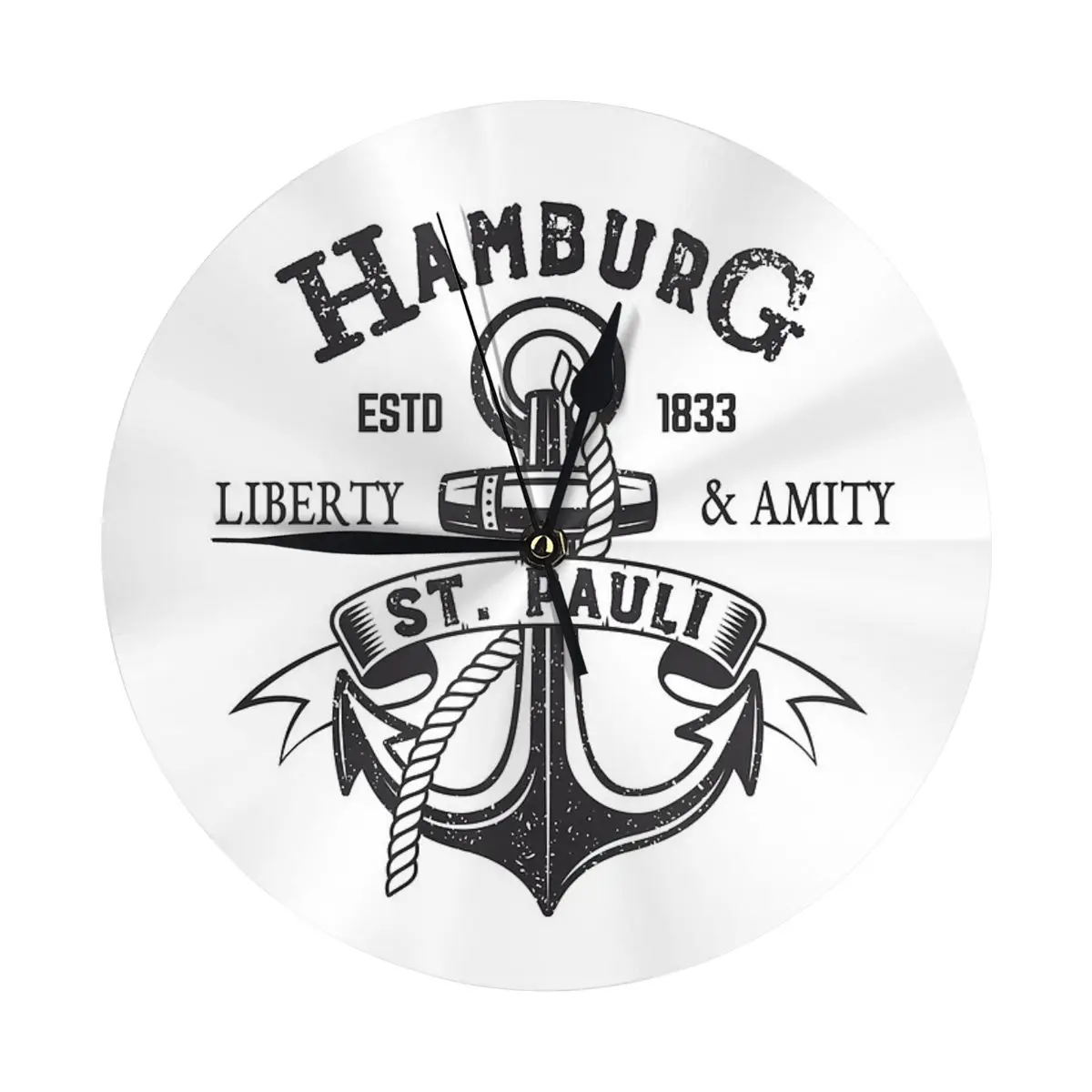 Hamburg St Pauli Anchor Sailor Seaman Gift Wall Clock Room Decoration Clock Must-have Ornament Round