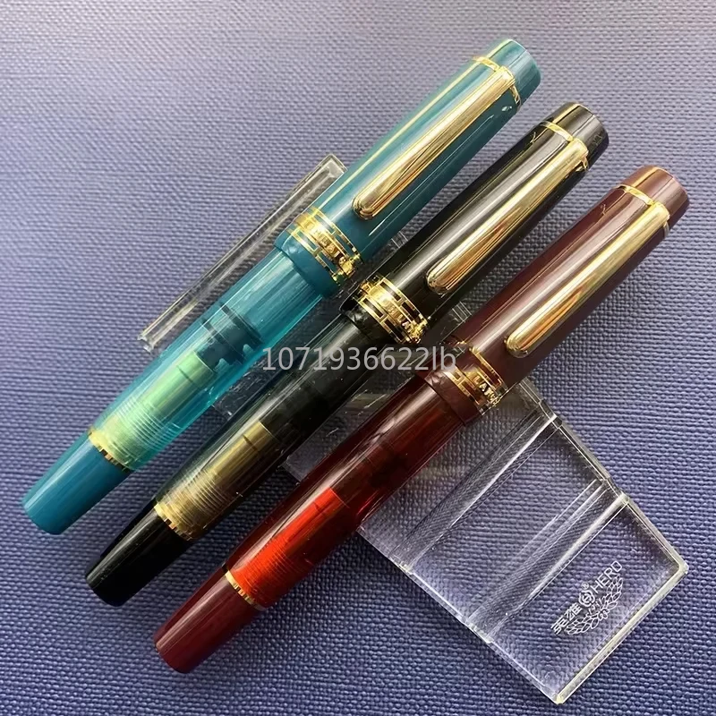 Wingsung/Junlai 630 Transparent Resin Fountain Pen NO.8 Iraurita F Nib Piston Gold Clip Business Writing School Stationery Gifts